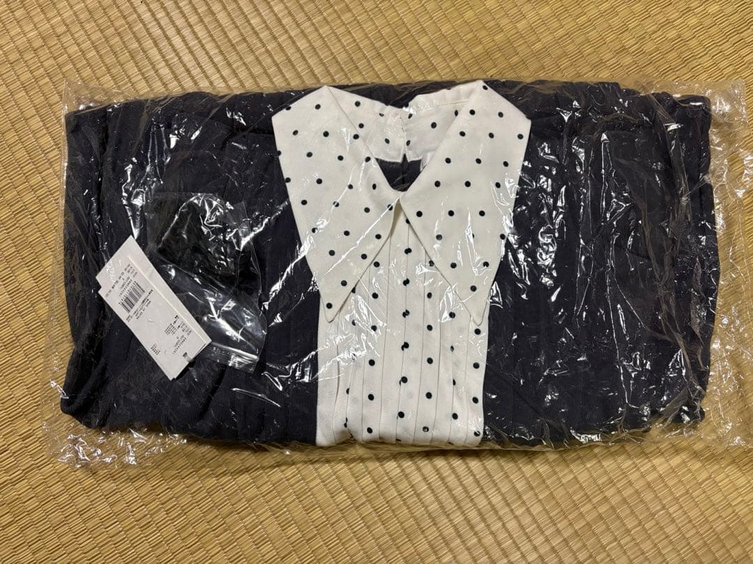 SNIDEL ブラウスカラードッキングニットワンピース チャコールグレー 0