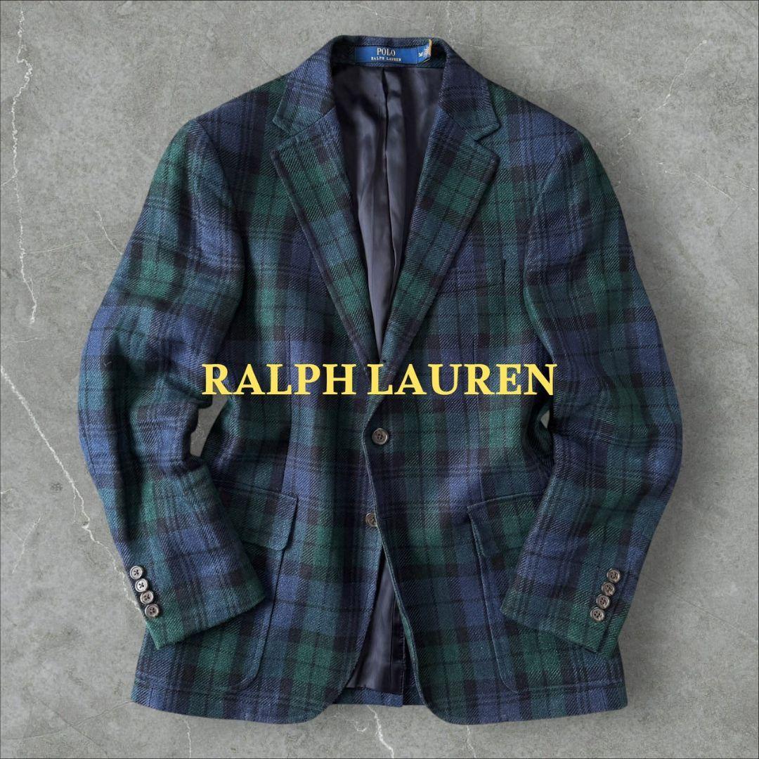 未使用に近い 現行 QR ラルフローレン ブラックウォッチ 麻 ジャケット