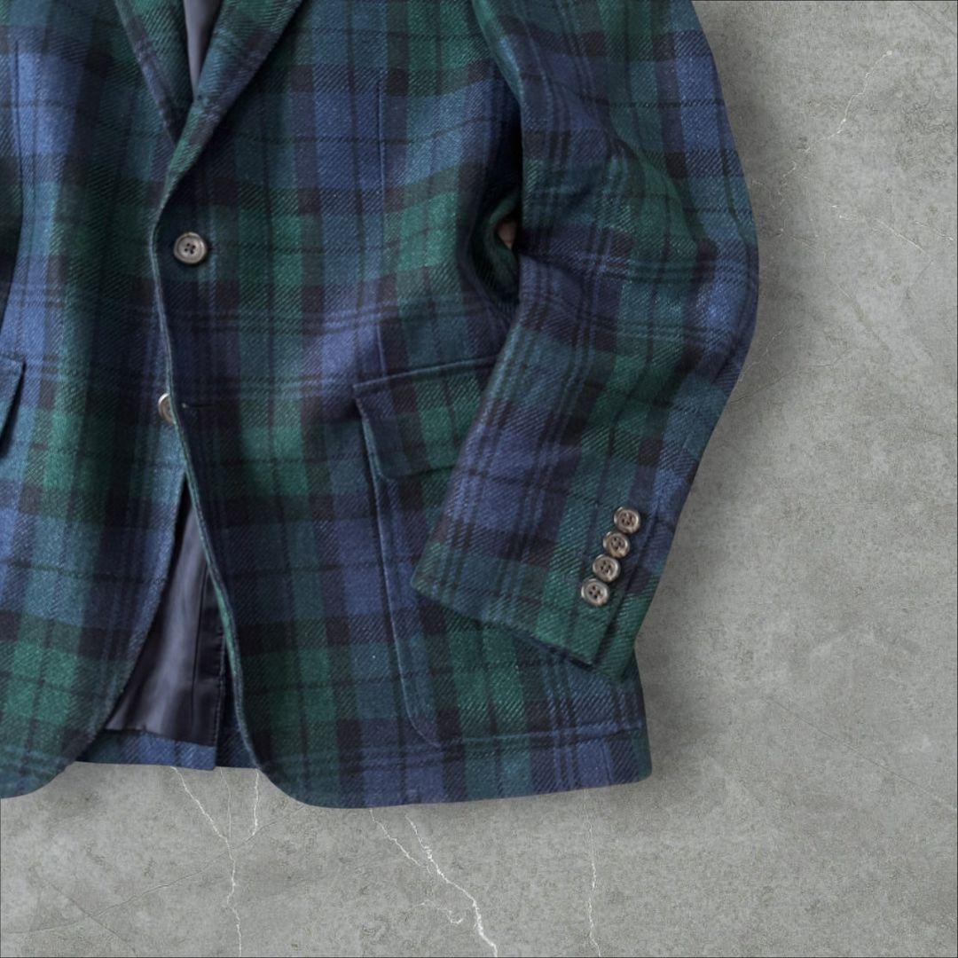 未使用に近い 現行 QR ラルフローレン ブラックウォッチ 麻 ジャケット