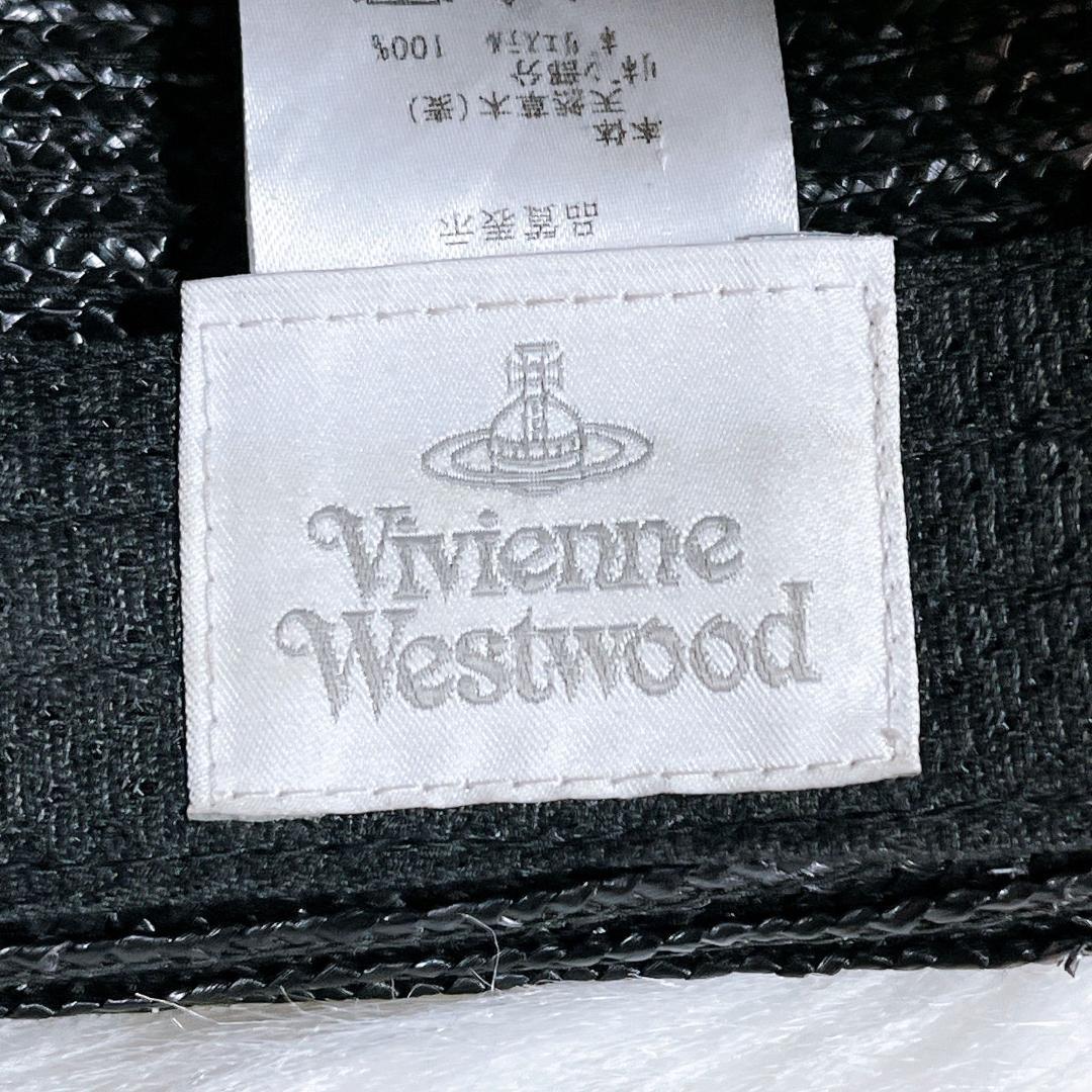 ヴィヴィアンウエストウッド　麦わら帽子　リボン　現行タグ　ラフィア　オーブロゴ