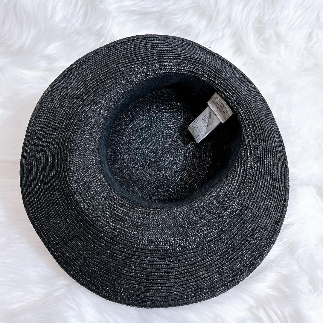 ヴィヴィアンウエストウッド　麦わら帽子　リボン　現行タグ　ラフィア　オーブロゴ