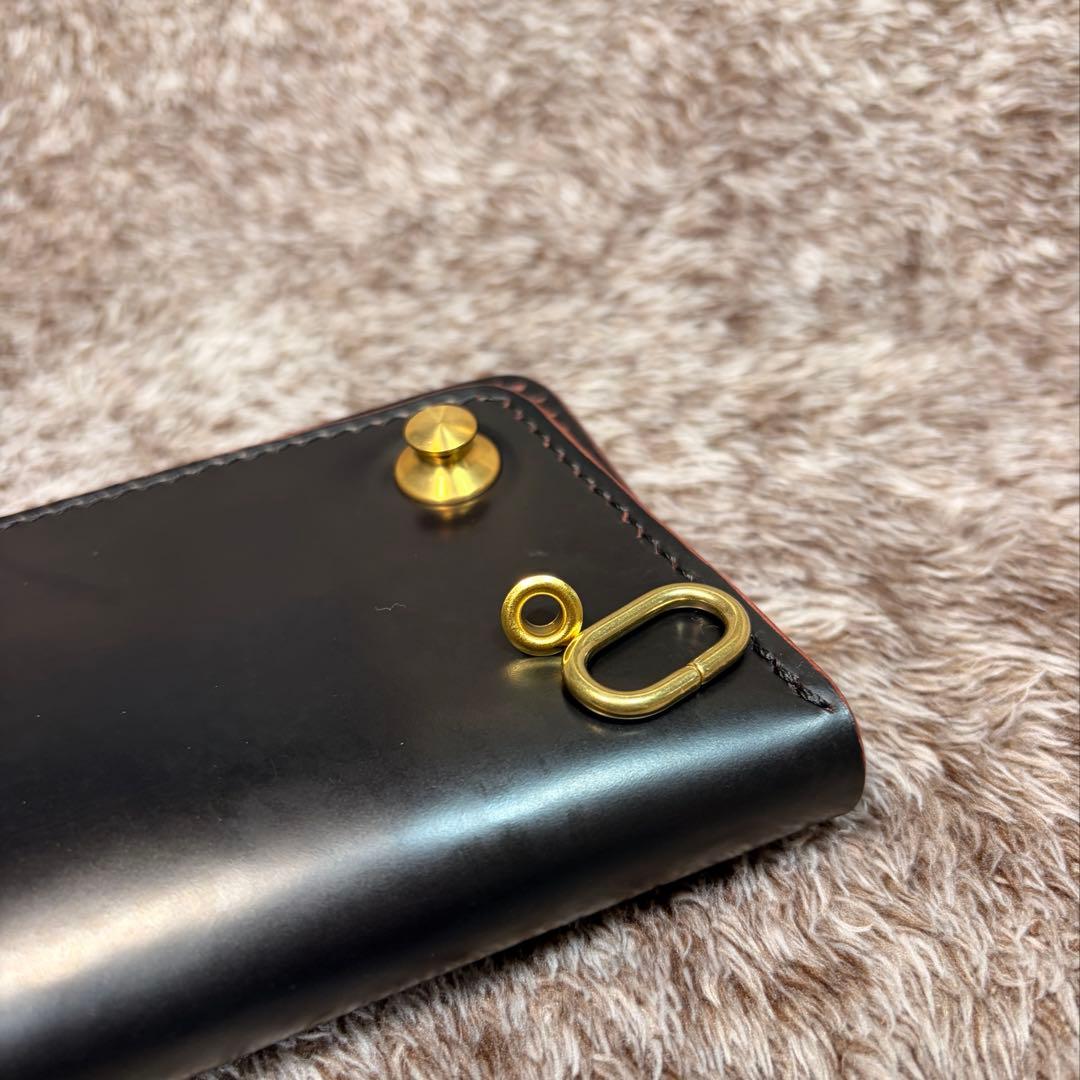 ◎個性派.トラッカーウォレット3層.顔料赤芯.スナップロック.アメカジ◎