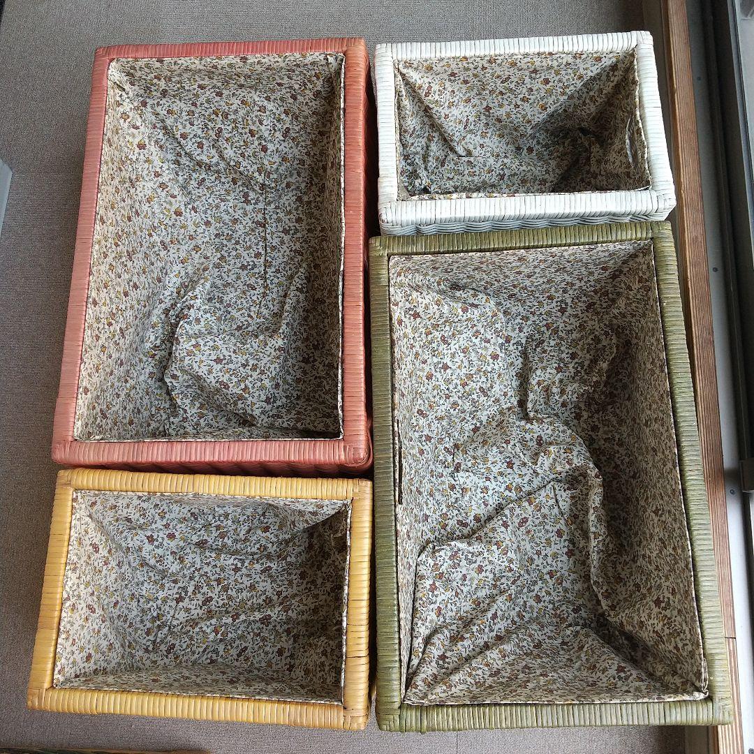 ラタン収納ボックス付きチェスト 引き出し 内張り 布付き