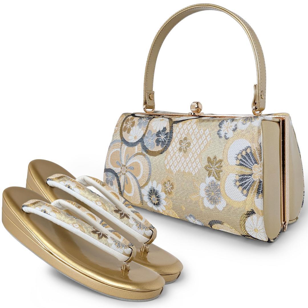 草履バッグセット 帯地 振袖 成人式 ベージュ wzouribag5-7