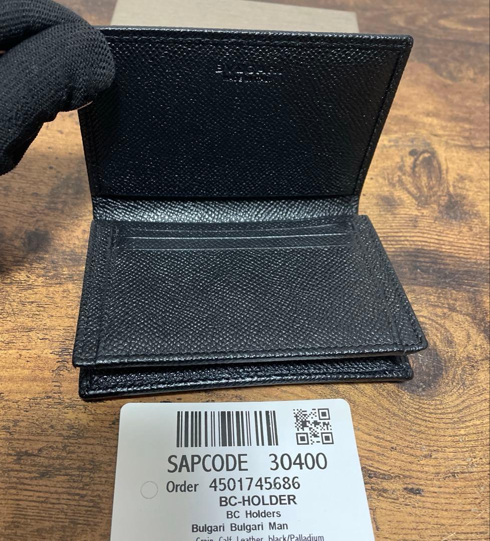 BVLGARI 黒レザー　名刺入れ　新品　メンズ