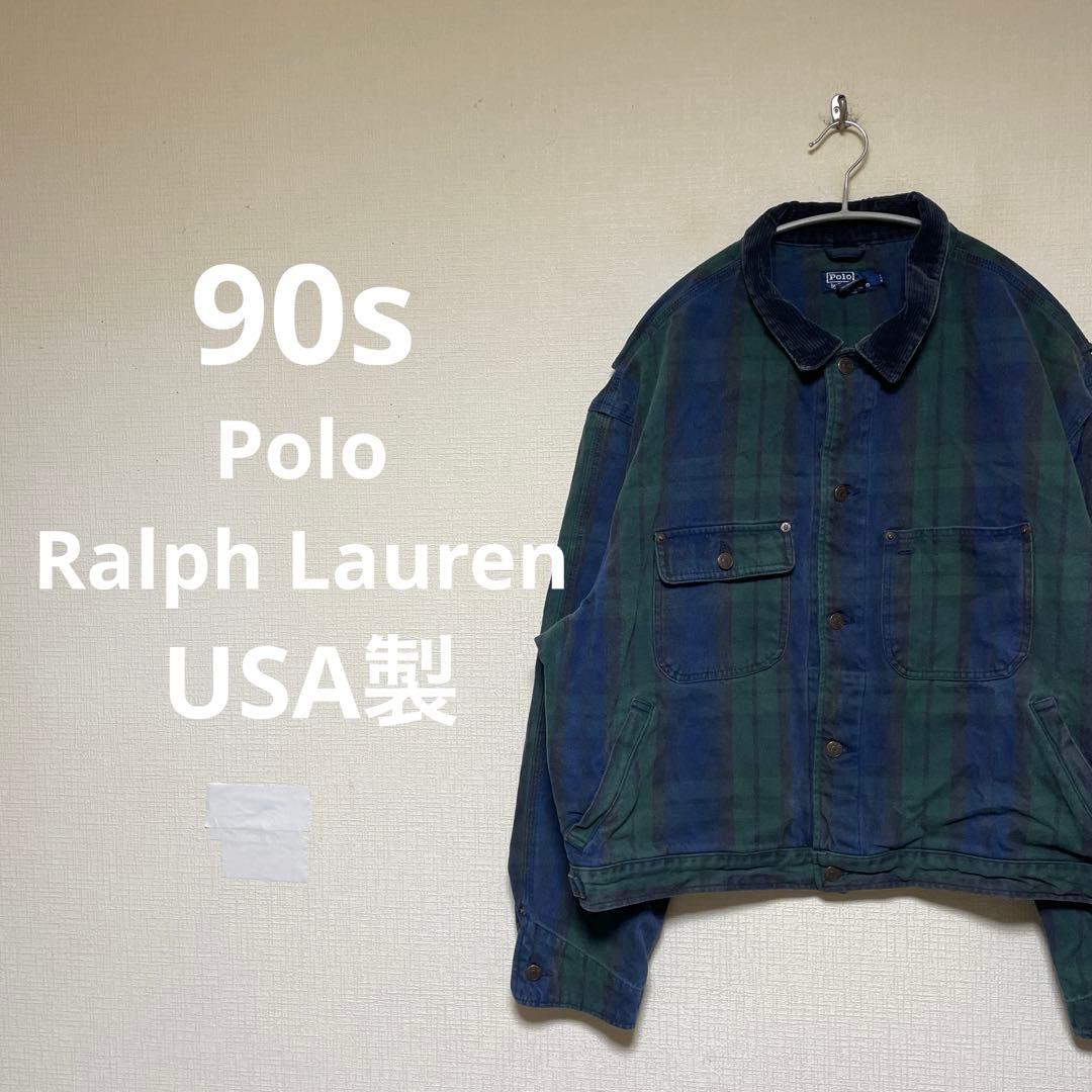 90s Polo Ralph Lauren USA製 チェック　デニムジャケット