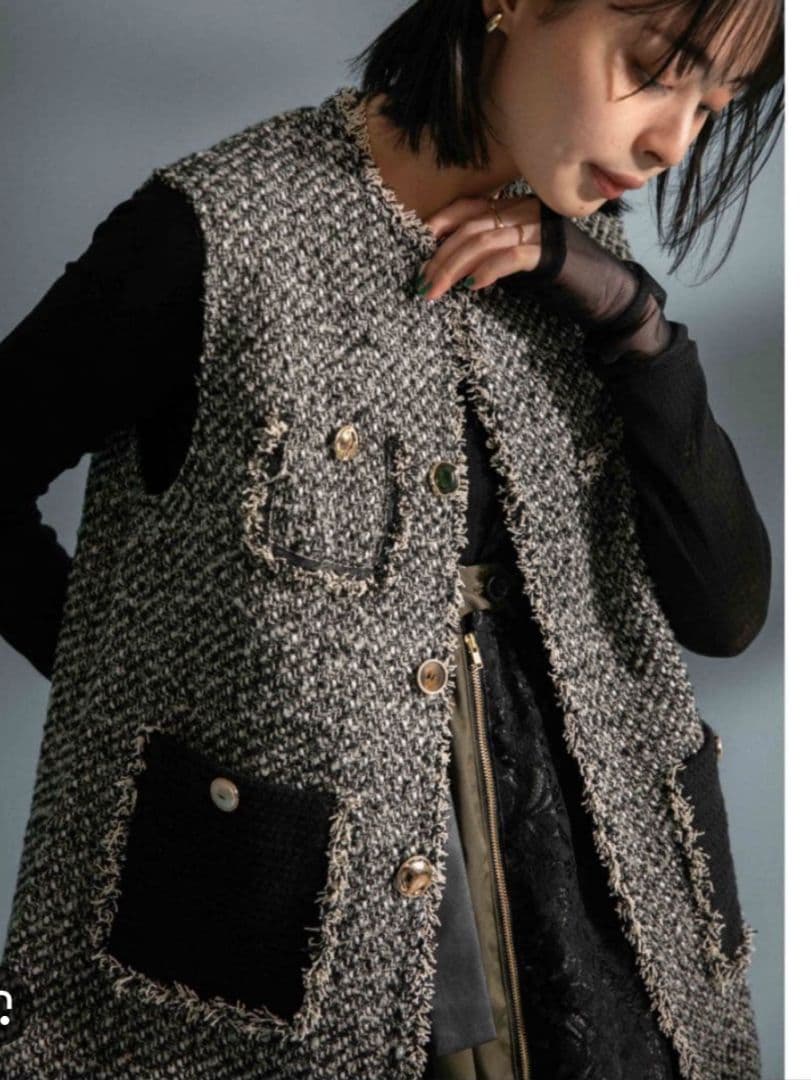 ✨美品✨　エイミーロウ ツィード MIXボタンベストジレ