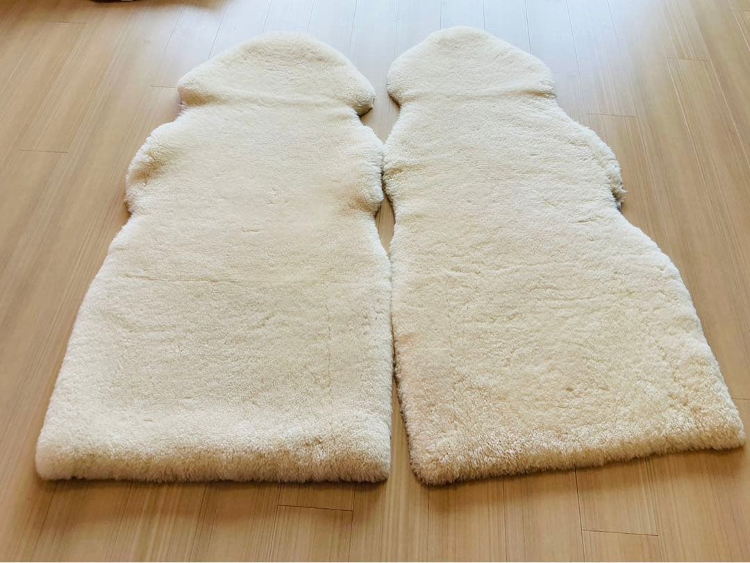 ムートンラグ シートカバー ニチロムートン ベージュ アイボリー 2枚セット