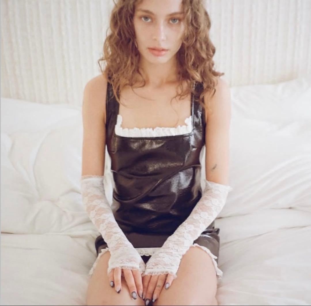 theVirgins leather square neck ops ワンピース