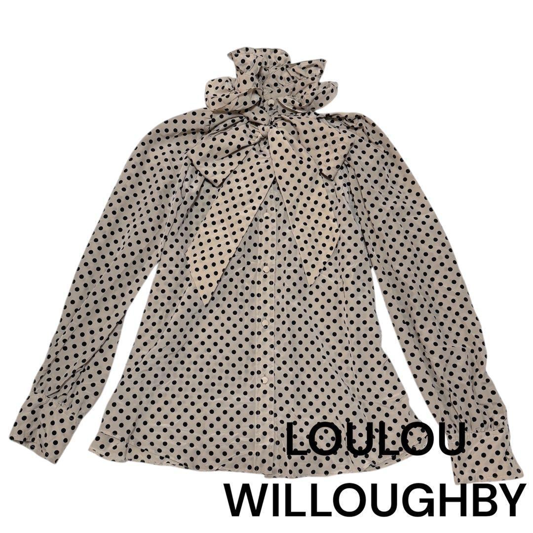 【LOULOU WILLOUGHBY】 デシンドットフリルブラウス ボウタイ付き