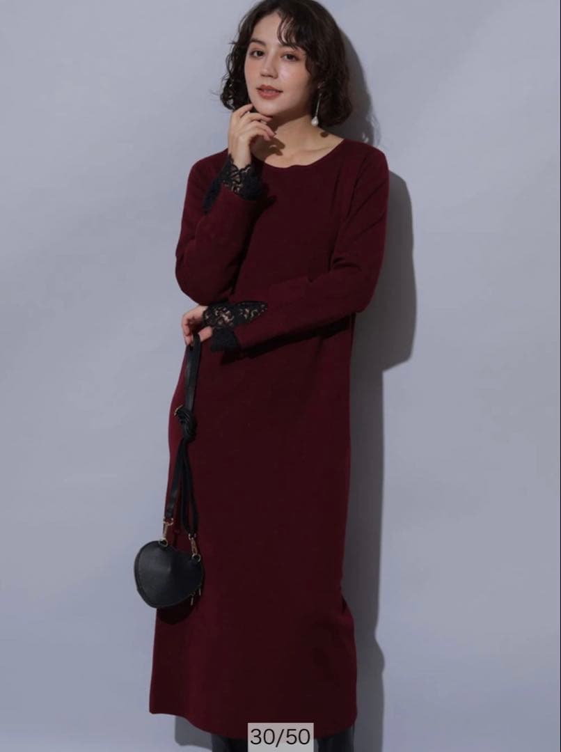 arpagestory袖口レースニットワンピースアルページュストーリー