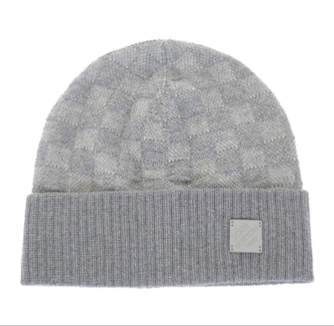 【現行美品】ルイヴィトン ビーニー ネオ プティ ダミエ ニット帽 グリクレール