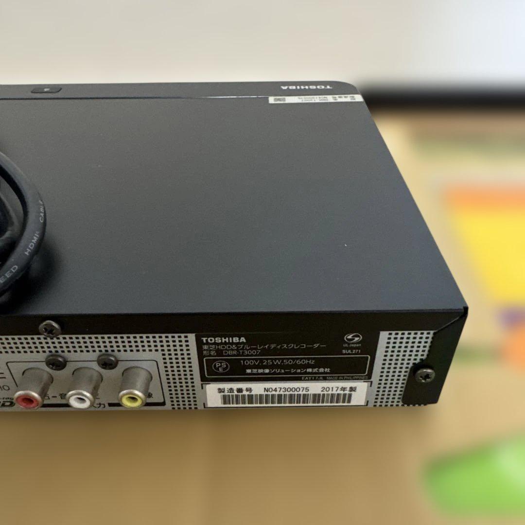 東芝ブルーレイレコーダー DBR-T3007 20117年製
