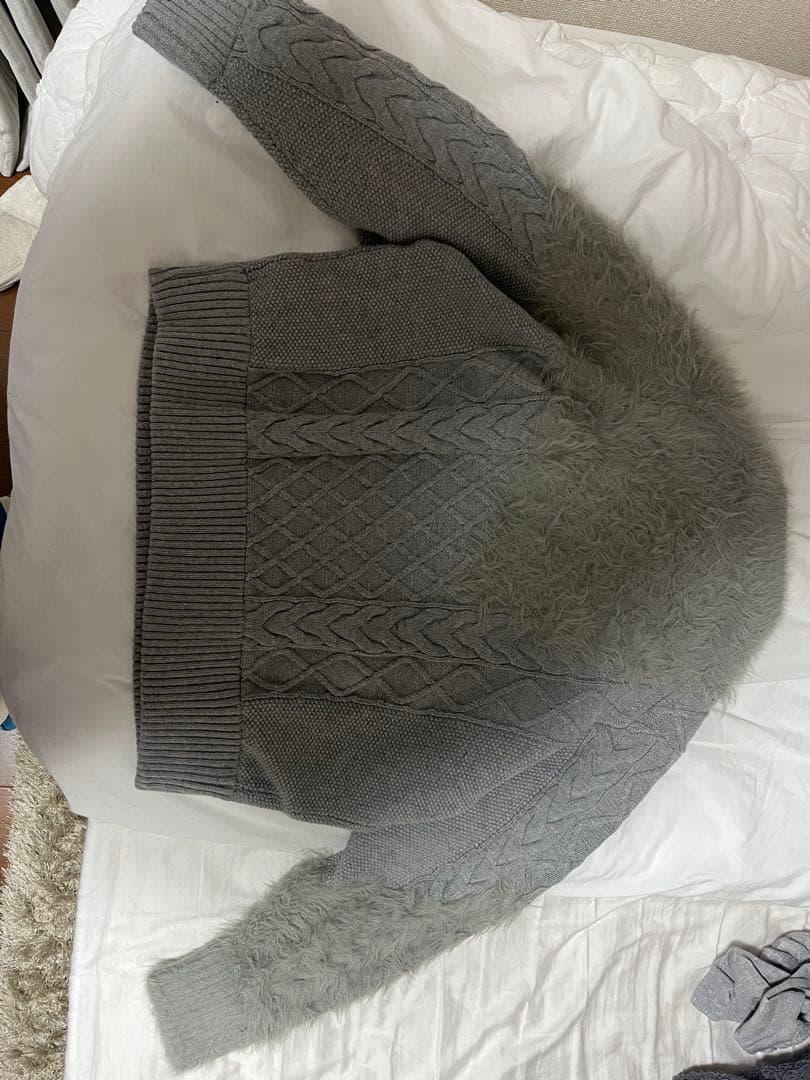 maison special ケーブルシャギーニット グレー