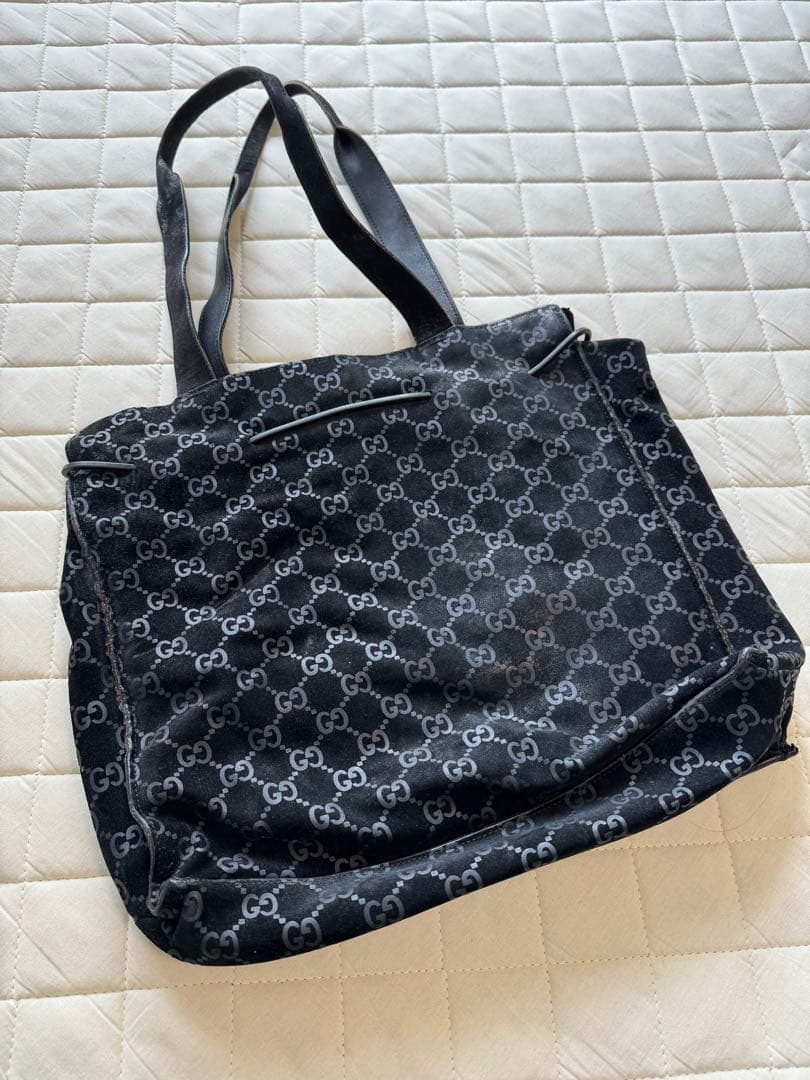 GUCCI グッチ ハンド トート バッグ GG レディース ブラック リボン