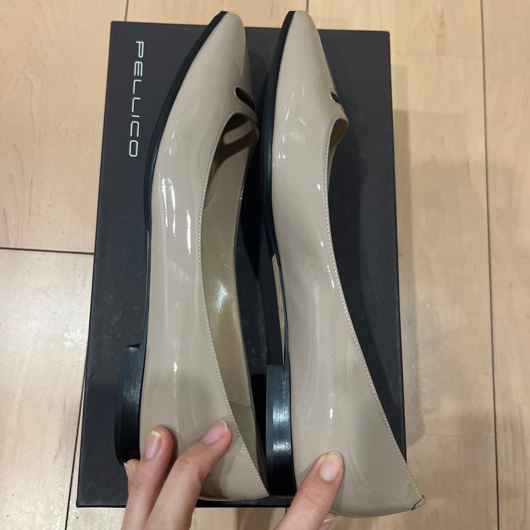 専用【新品裏ばり済】PELLICOベージュポインテッドトゥフラットシューズ36