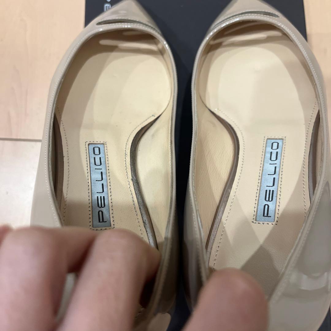 専用【新品裏ばり済】PELLICOベージュポインテッドトゥフラットシューズ36