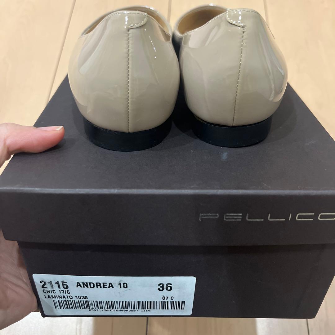 専用【新品裏ばり済】PELLICOベージュポインテッドトゥフラットシューズ36