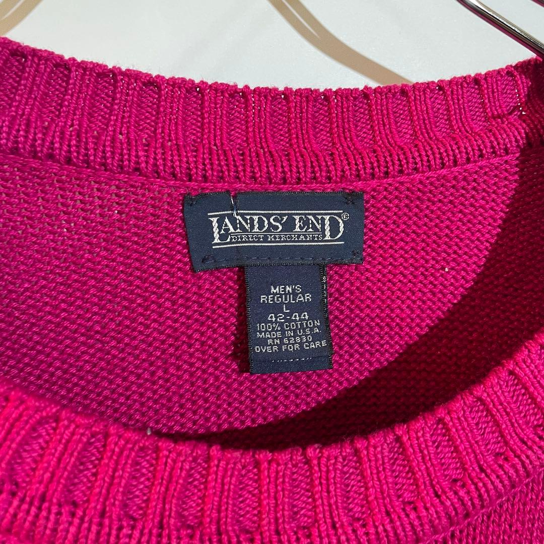 90s LAND'S END ドリフターセーター　ニット　コットン　L USA製