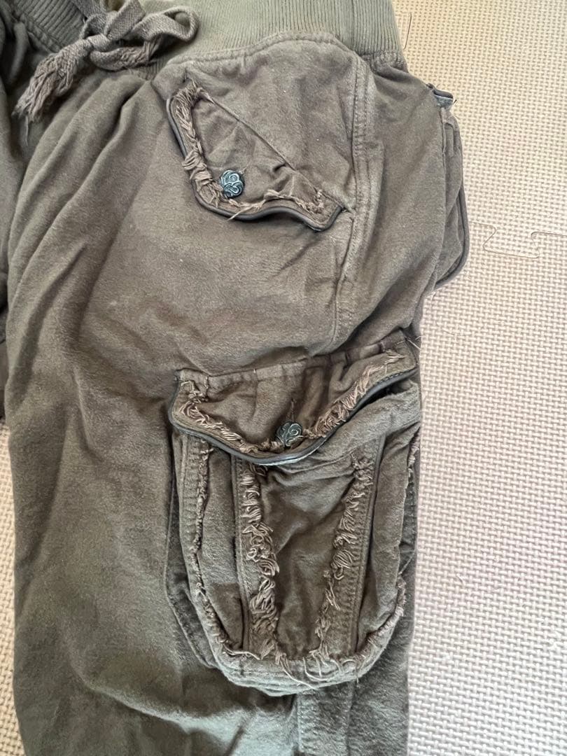 G.O.A ラビットファー付き　ヴィンテージ カーゴパンツ カーキー　goa