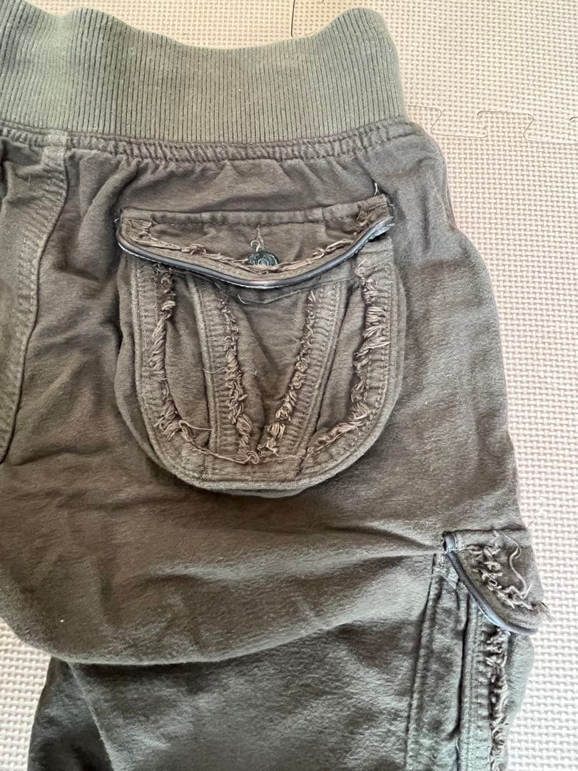 G.O.A ラビットファー付き　ヴィンテージ カーゴパンツ カーキー　goa