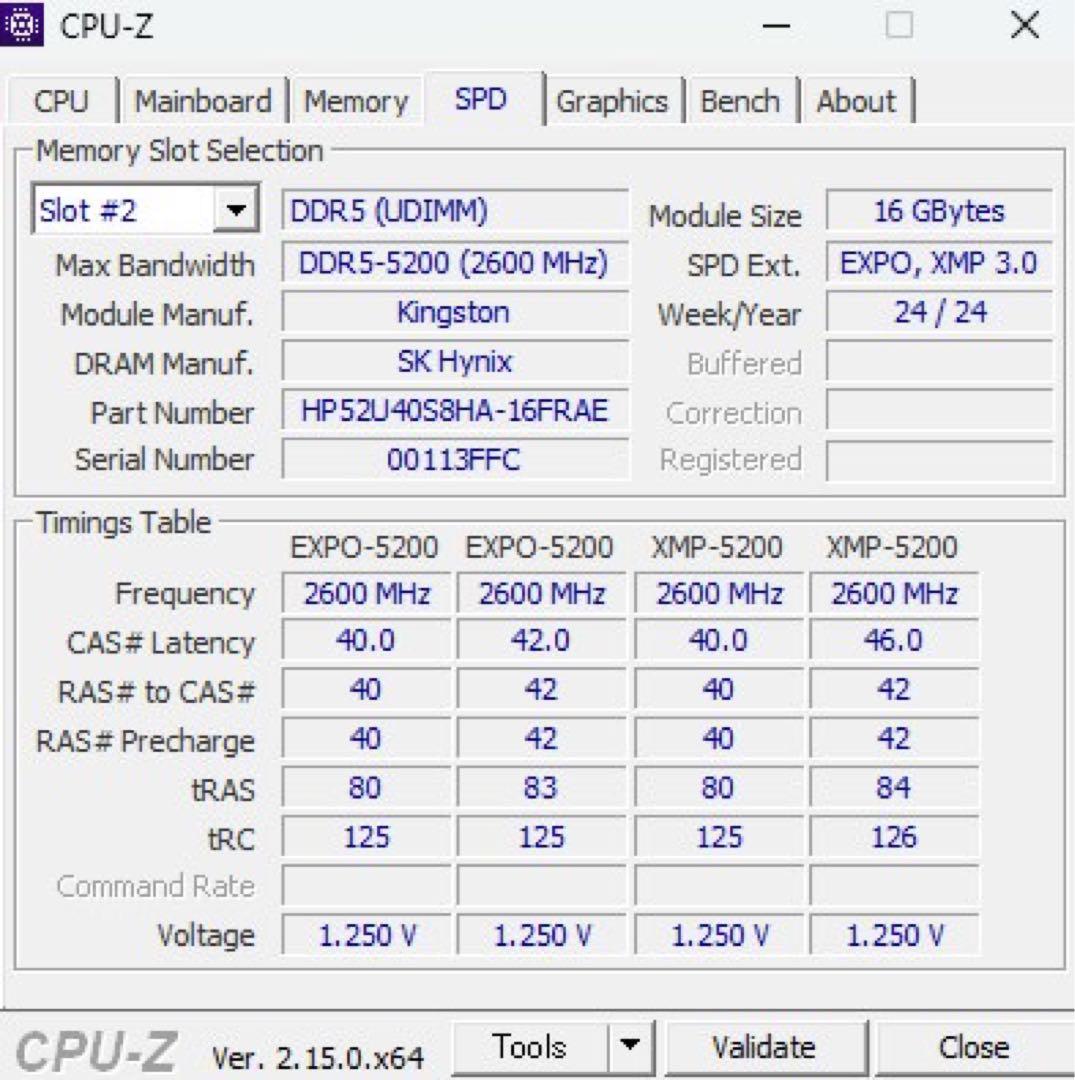 Kingston製 DDR5 メモリ 16GB × 2（合計32GB）