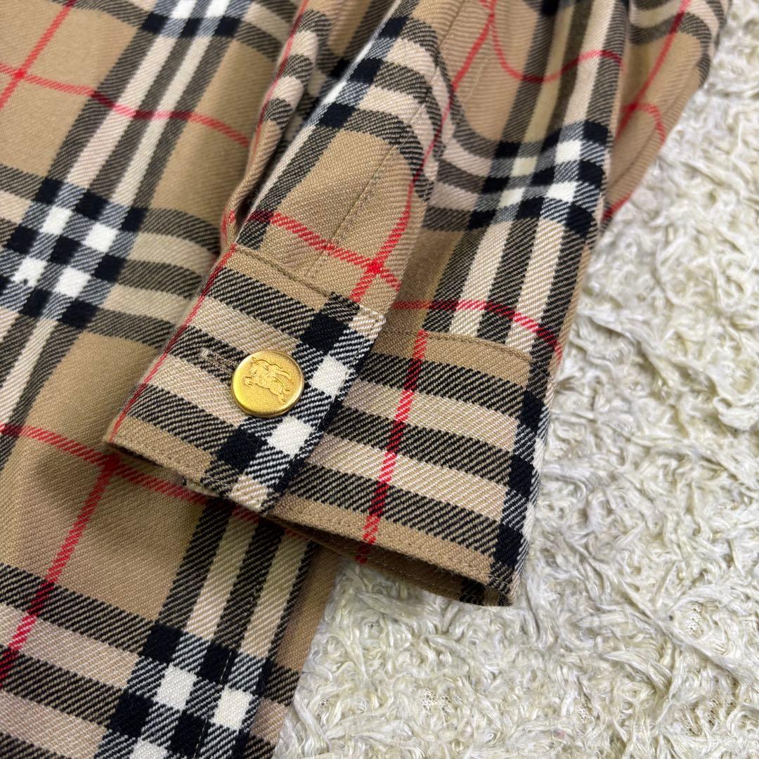 バーバリーズ　大きいサイズ　ビンテージ　ノバチェック　ウール　カラーシャツ　15