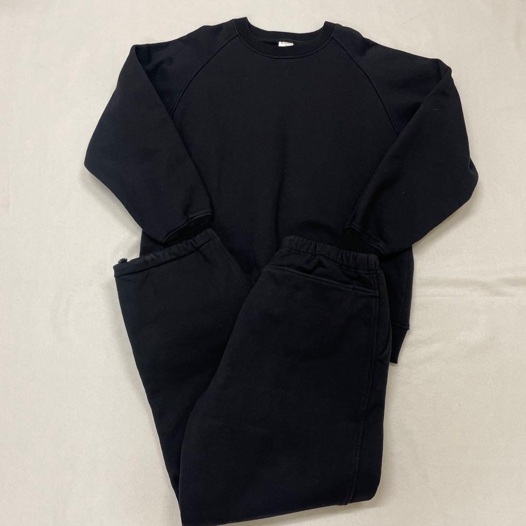 COMOLI 裏起毛ブラック スウェットセット サイズ2