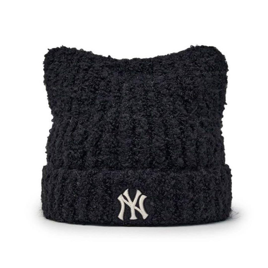 【新品未開封】MLB Korea 猫耳ニット帽 黒 カリナ着用モデル（韓国限定）