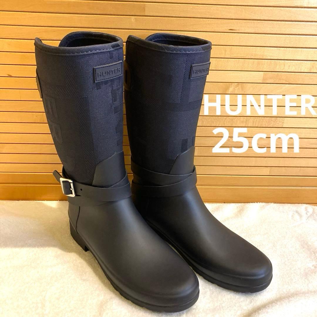 美品　HUNTER ハンター レインブーツ　リファインドジャガードトールブーツ