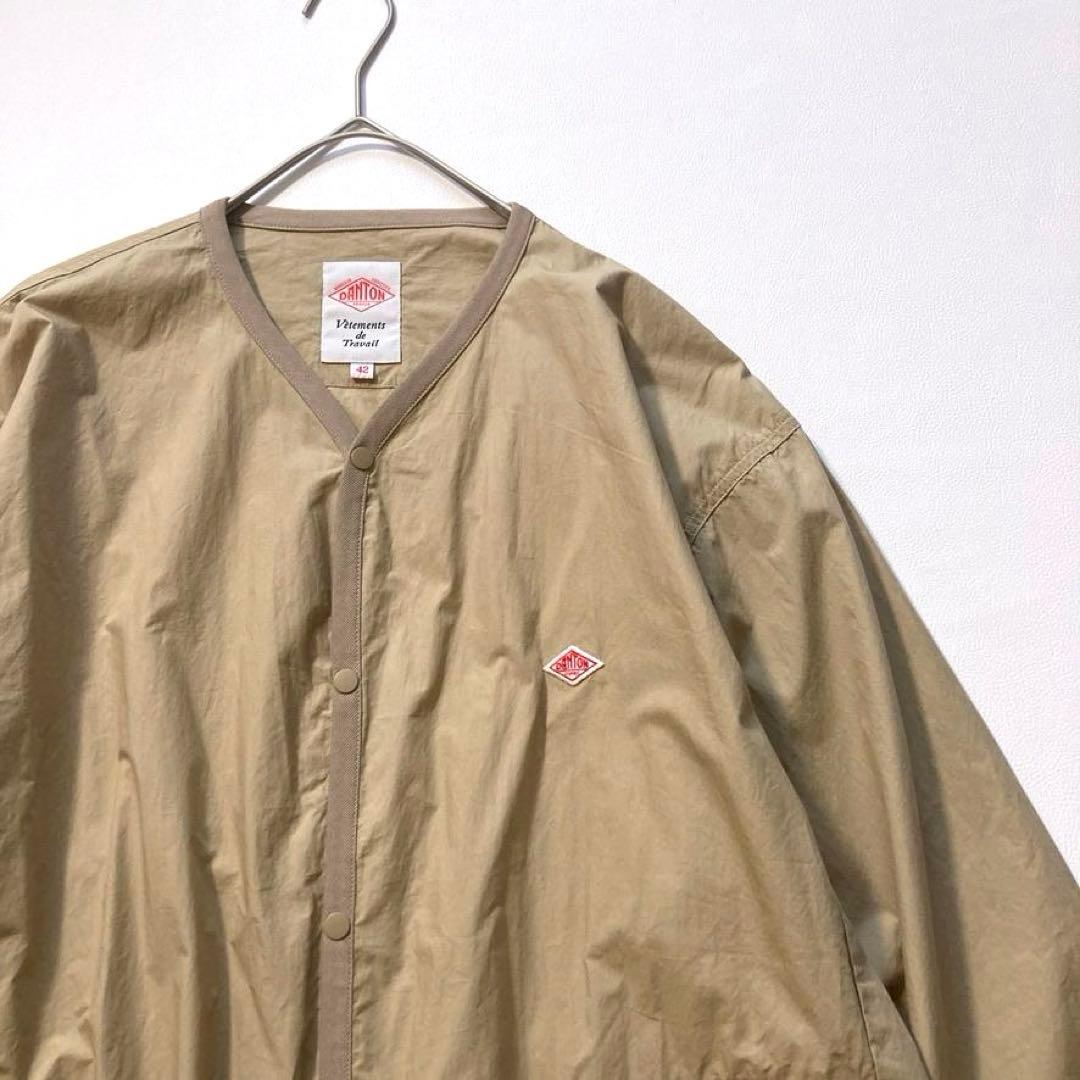 【希少XL相当/極美品】DANTON　シャツカーディガン 薄手 ベージュ 42