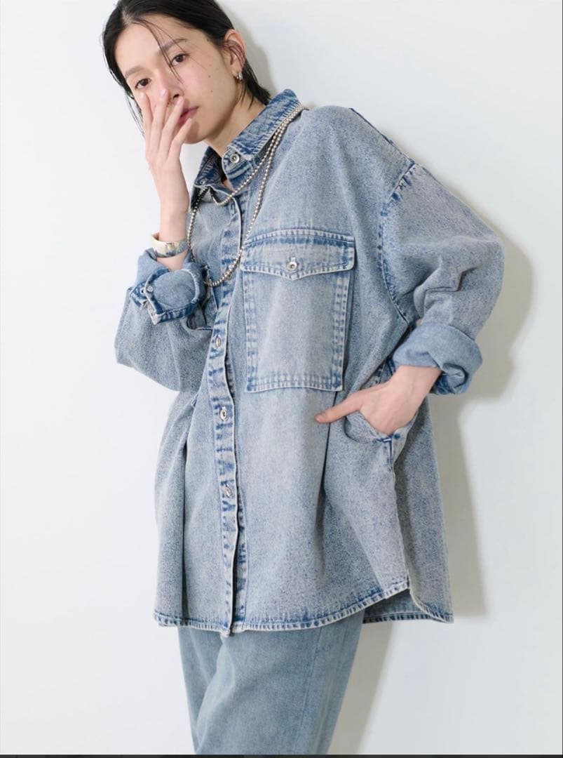 larutaオーバーデニムシャツ