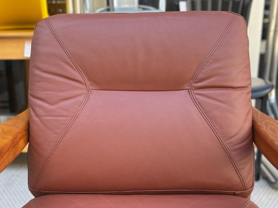 北欧ヴィンテージ☆1970s／デンマーク／1Ｐソファ／チーク材無垢／本革シート