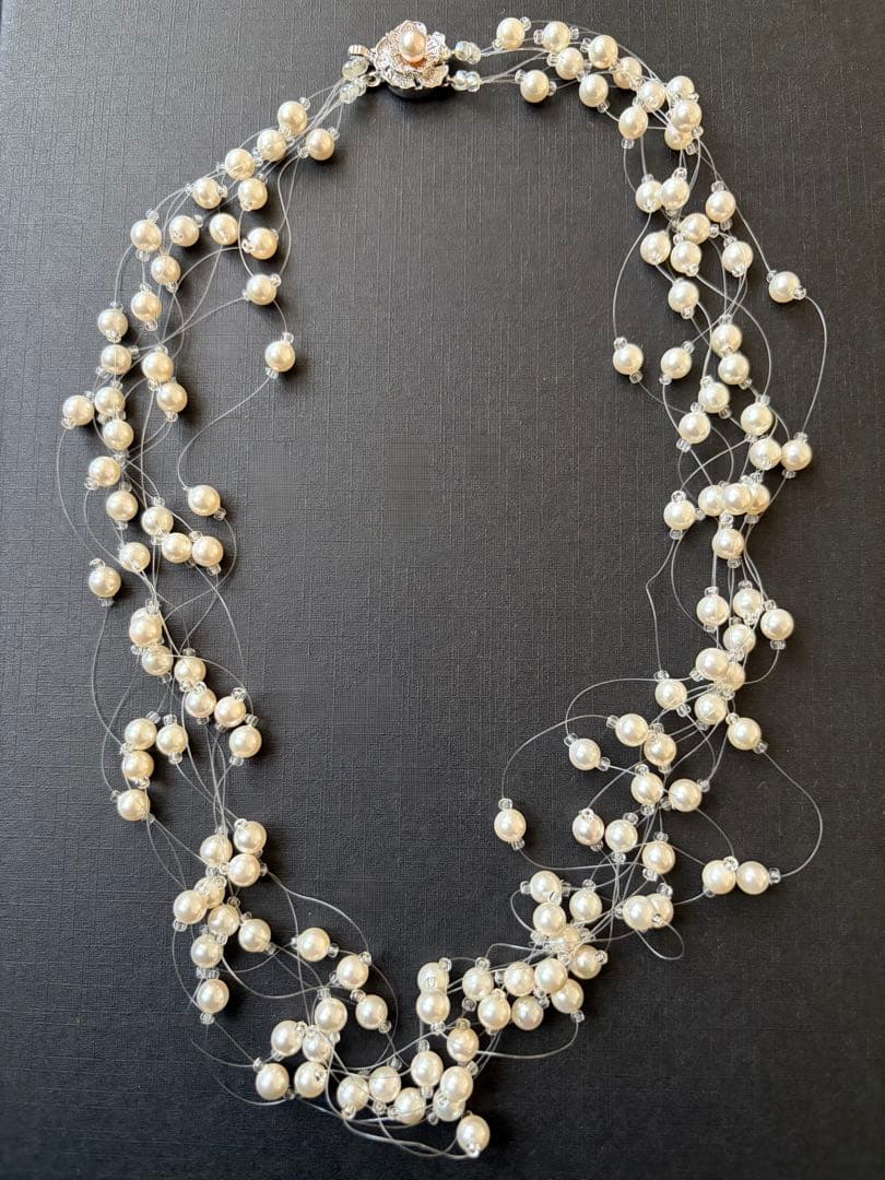 三越 真珠 WINKパール ワイヤー編み ネックレス シルバー金具 53㎝