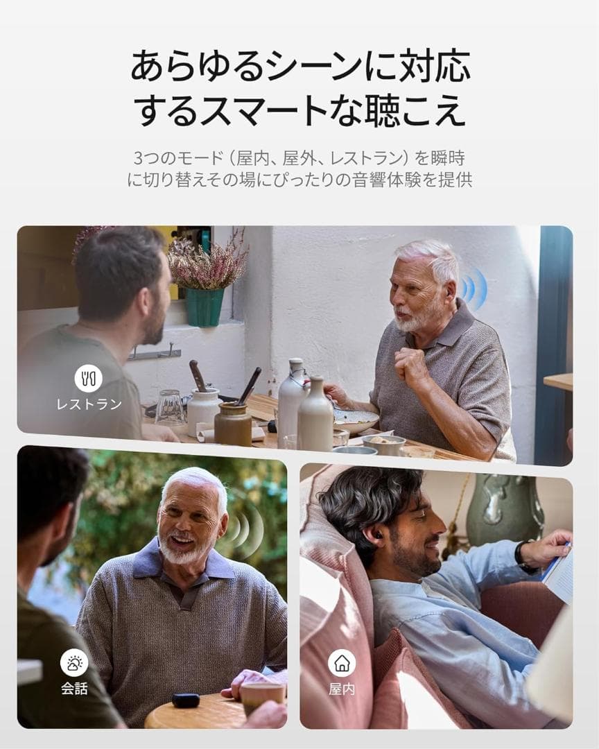 Cearvol Nano 集音器 ワイヤレスイヤホン 30dB増幅 簡易補聴器