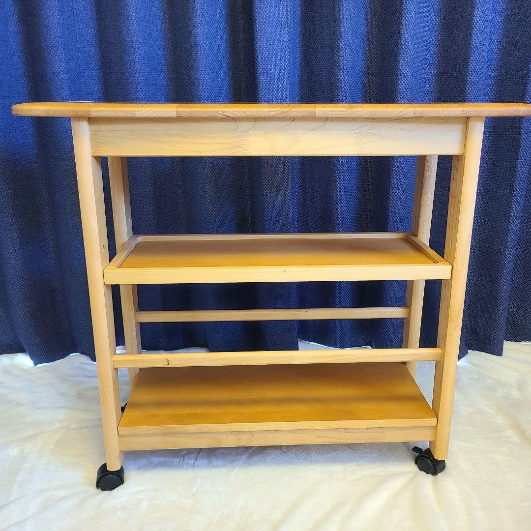 【極美品】ニトリ ワゴン アルナスDF 80 LBR キッチンワゴン 天然木