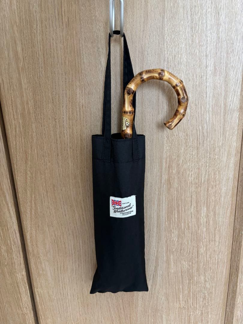 バンブーハンドル 折りたたみ傘 ブラック 晴雨兼用