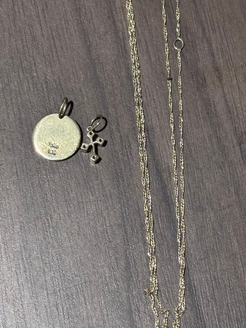 k10ネックレス　アロハマナ　クロス　プレート　ハワイアン　3点セット