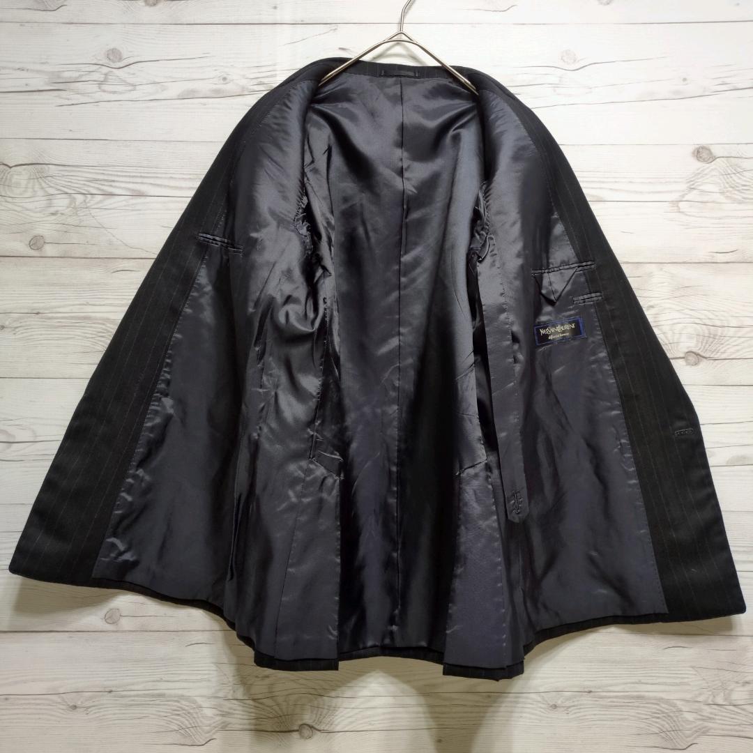 ✨美品✨イヴサンローラン ダブルスーツ セットアップ 黒 ストライプ 万能 式典