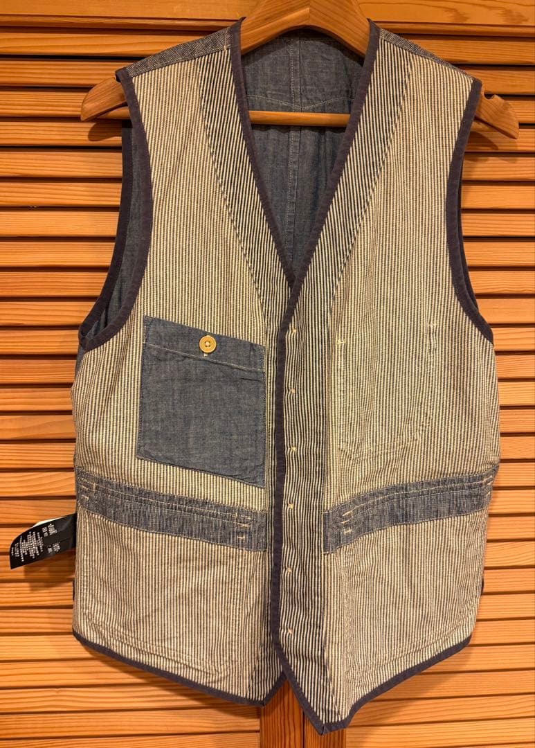 【美品】RRL ヒッコリー柄ベスト　サイズS