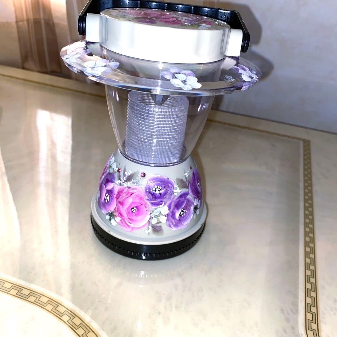 長傘　ランタン　薔薇　手描き　トールペイント