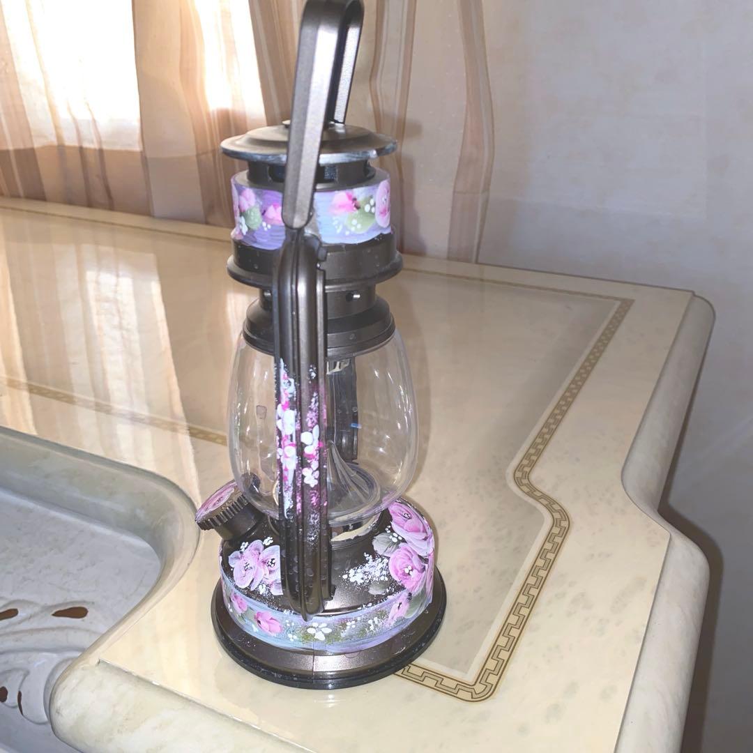 長傘　ランタン　薔薇　手描き　トールペイント