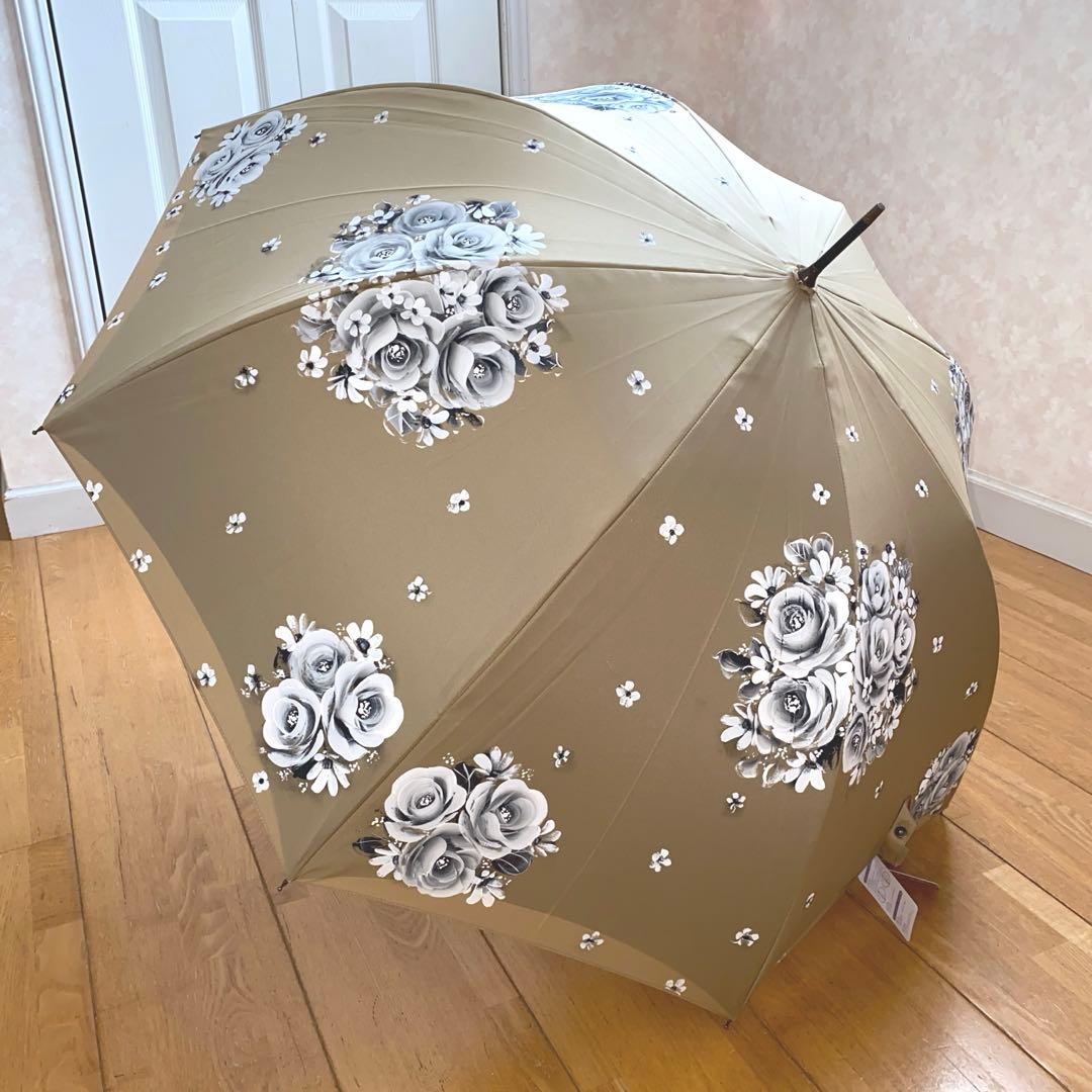 長傘　ランタン　薔薇　手描き　トールペイント