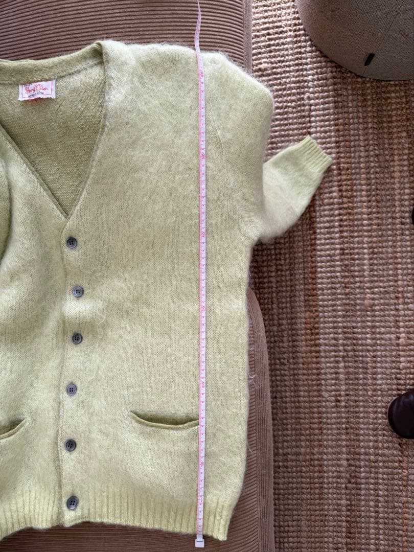 young & olsen ライムグリーン モヘアカ－ディガン