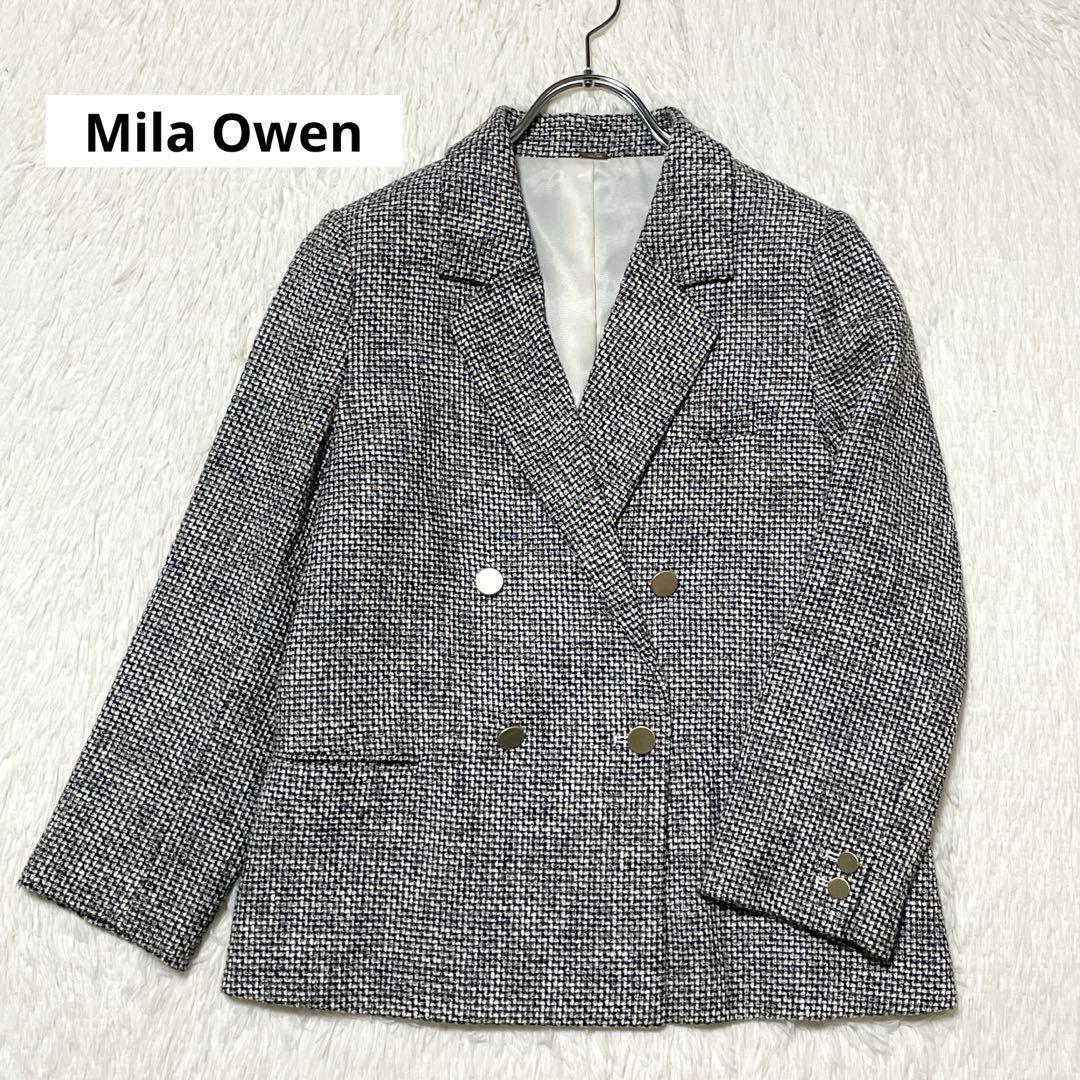 ミラオーウェン 金ボタン テーラード ジャケット ダブル ツイード 0サイズ