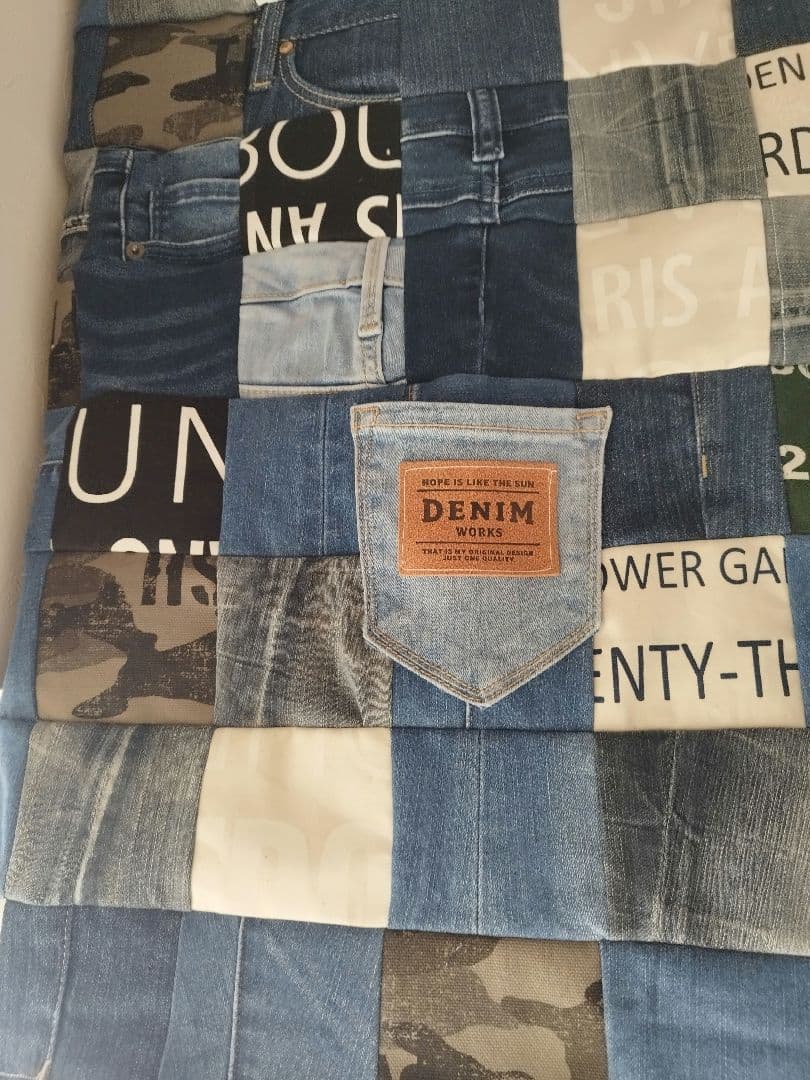 No.1322ハンドメイド★ブランケット2枚★デニムリメイク★パッチワーク