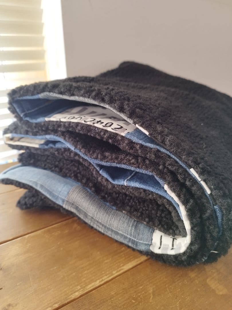 No.1322ハンドメイド★ブランケット2枚★デニムリメイク★パッチワーク