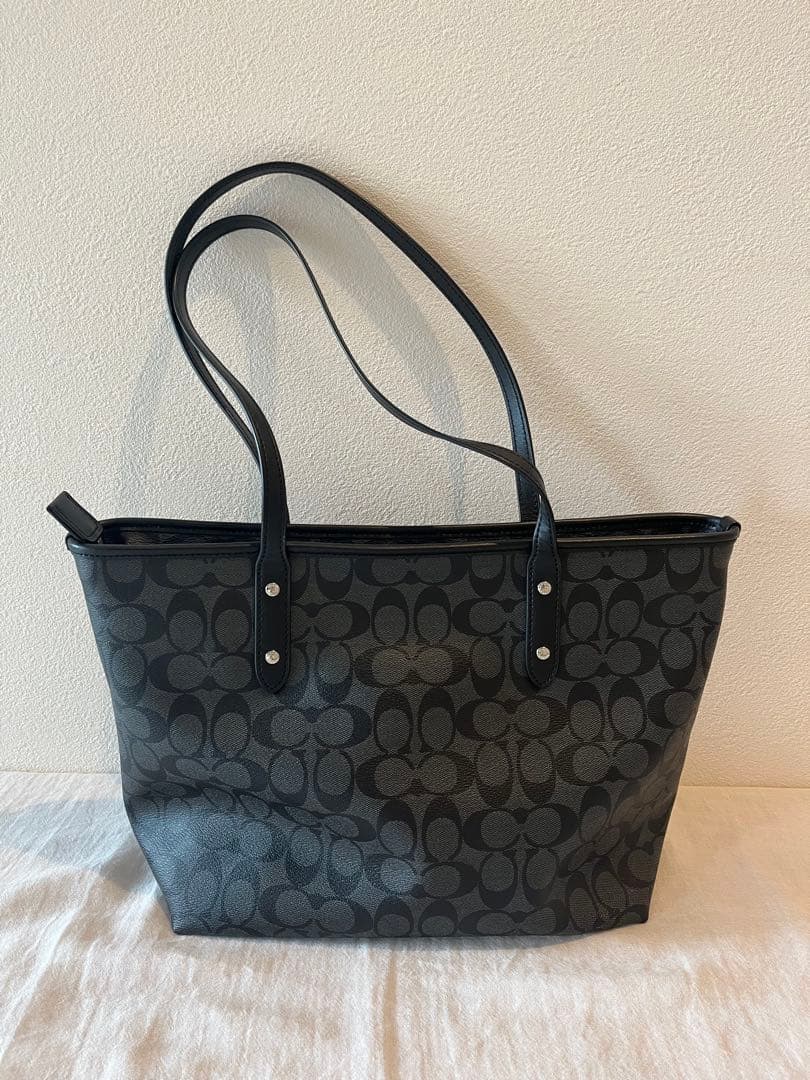 COACH コーチ バッグ ブラック シグネチャー柄 レザー