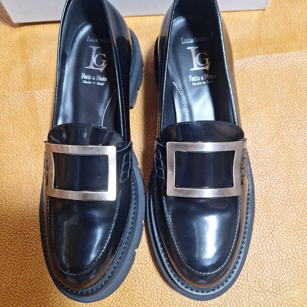 最終★ルカグロッシ 金具プレート 厚底ローファー エナメル★38