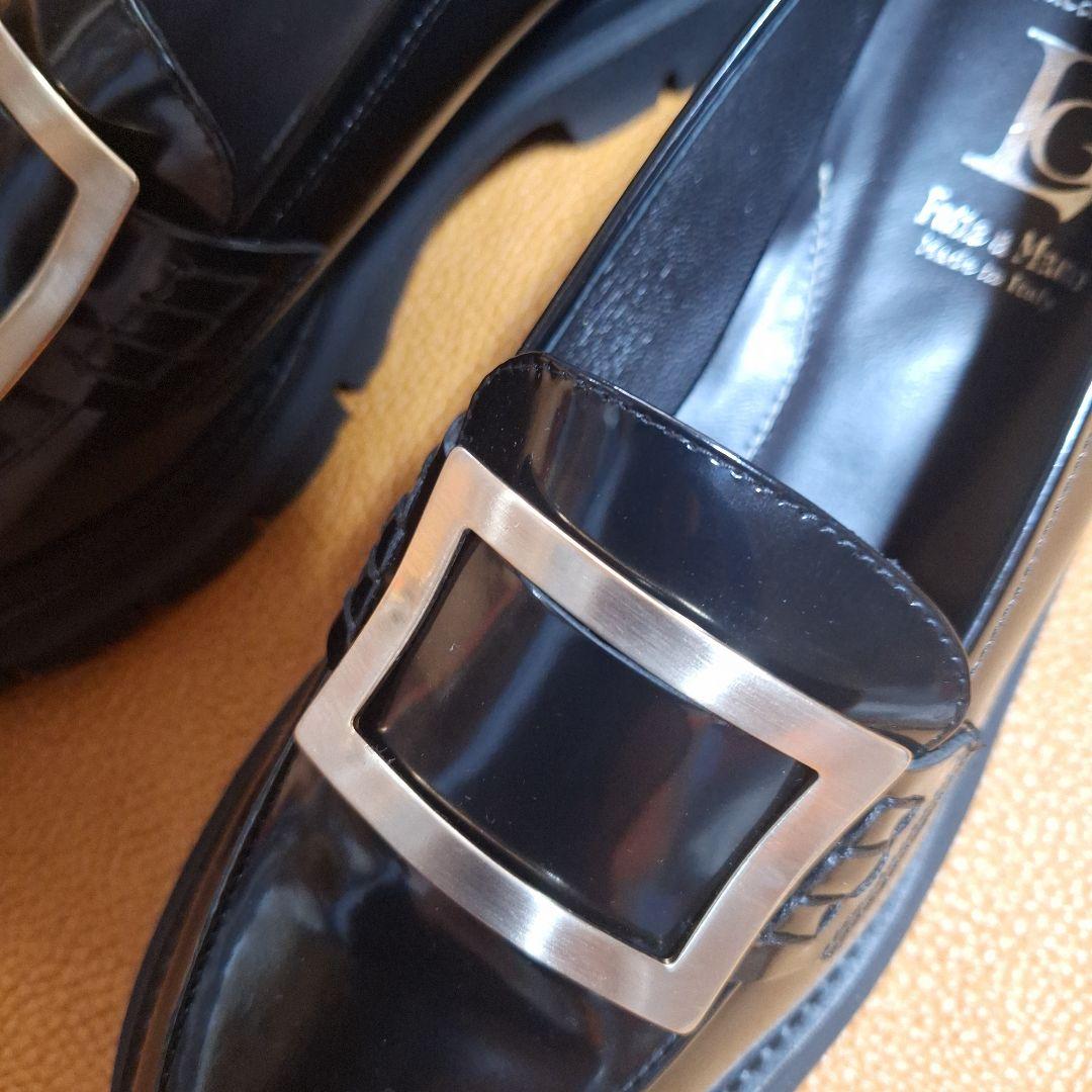 最終★ルカグロッシ 金具プレート 厚底ローファー エナメル★38